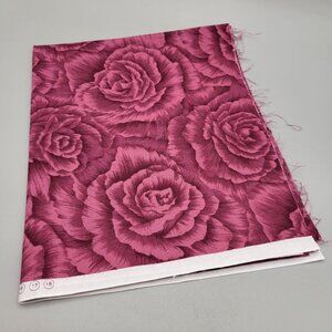 Vintage Red Rose Screen Print Fabric National Fabrics Cotton 1/2 Yard